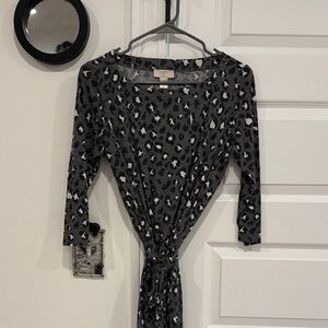 LOFT Black and White Animal Print Dress